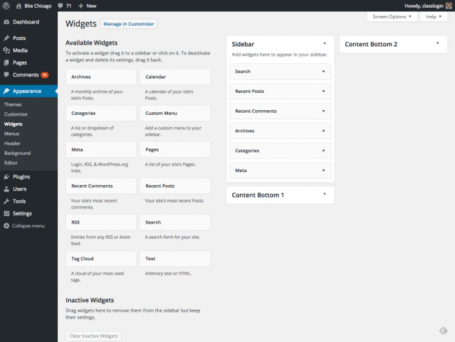 WordPress widget control panel screenshot
